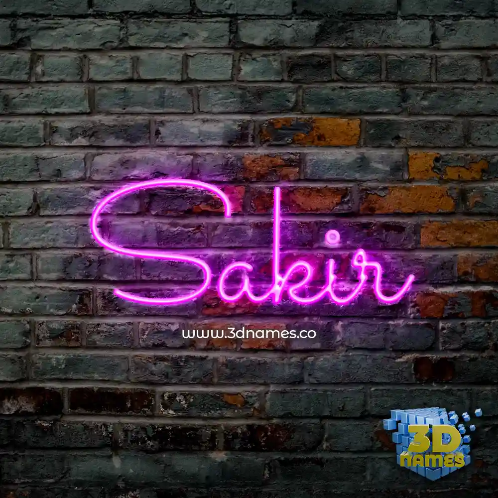 sakir in Pink Neon style - 3D name wallpaper