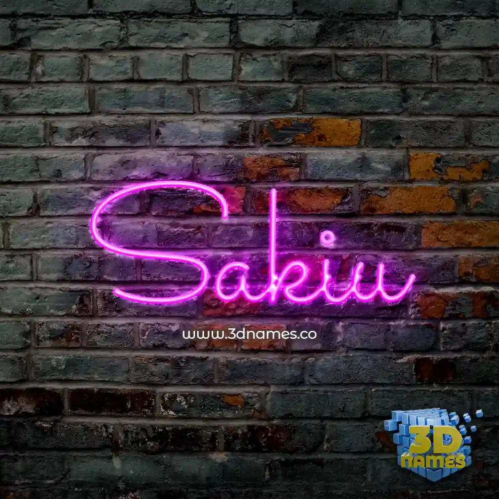 sakiu in Pink Neon style - 3D name wallpaper