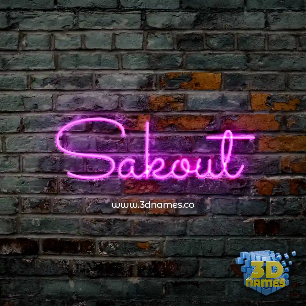 sakout in Pink Neon style - 3D name wallpaper