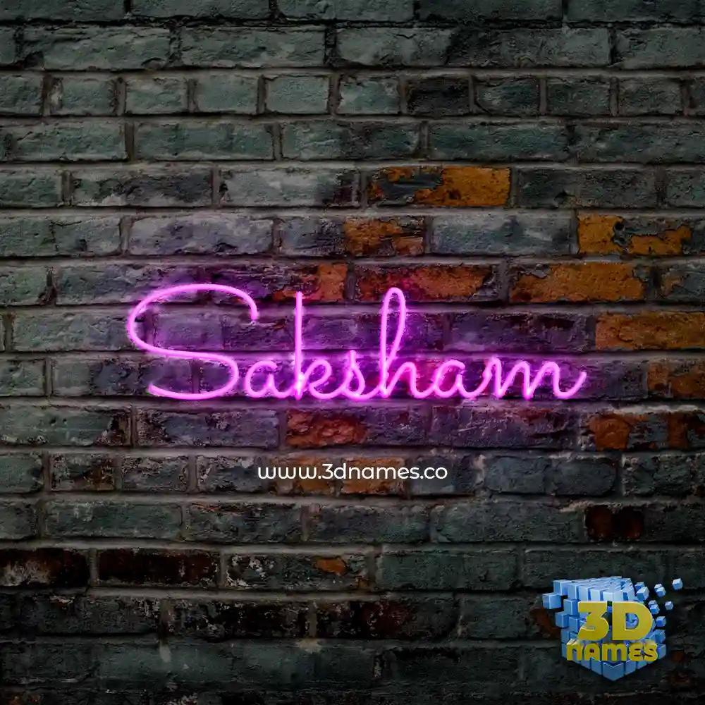 saksham in Pink Neon style - 3D name wallpaper