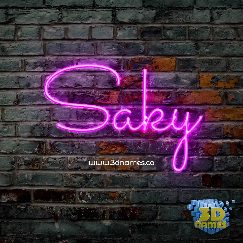 saky in Pink Neon style - 3D name wallpaper