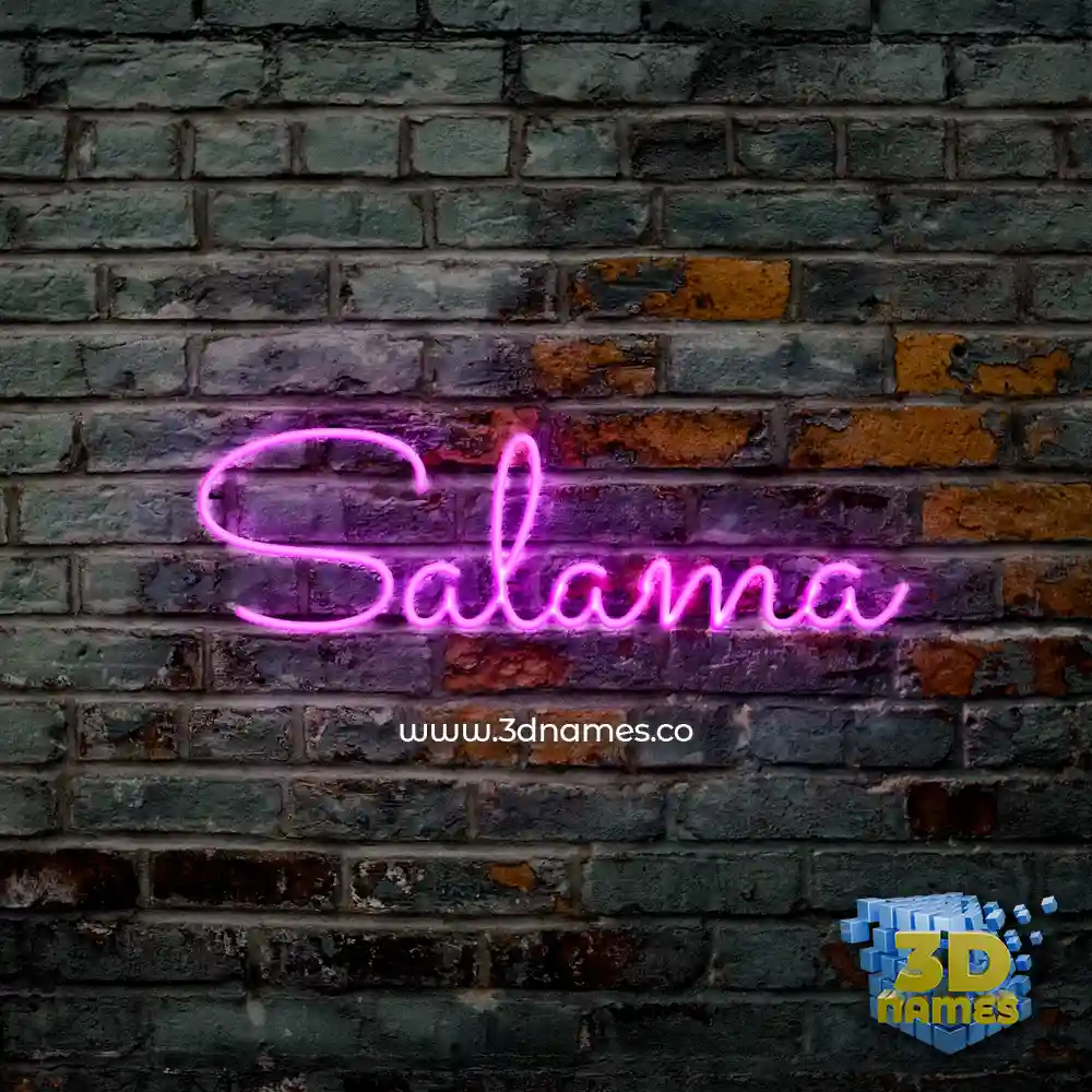 salama in Pink Neon style - 3D name wallpaper