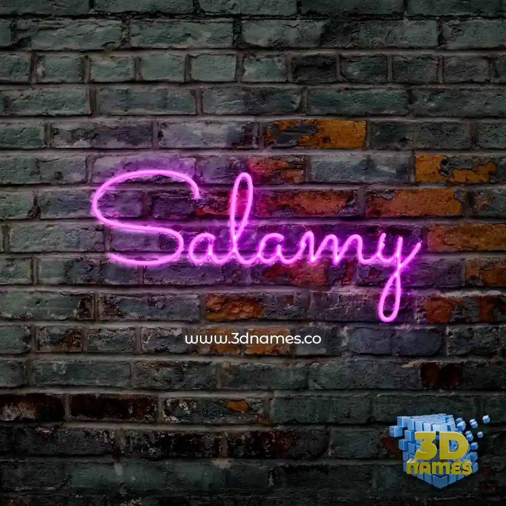 salamy in Pink Neon style - 3D name wallpaper
