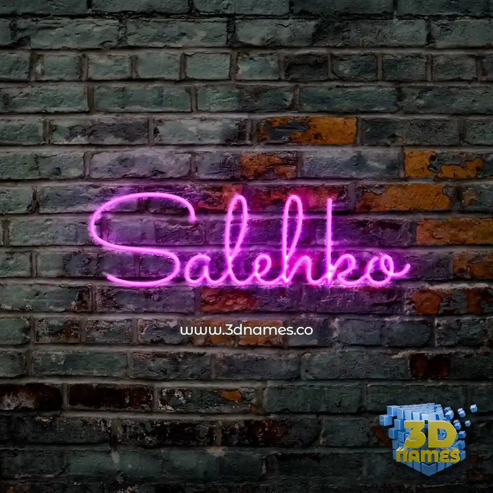 salehko in Pink Neon style - 3D name wallpaper