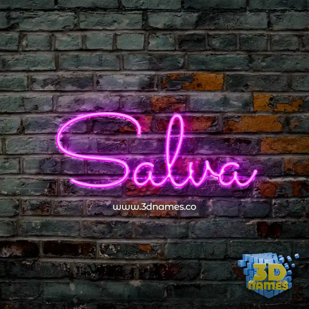 salva in Pink Neon style - 3D name wallpaper