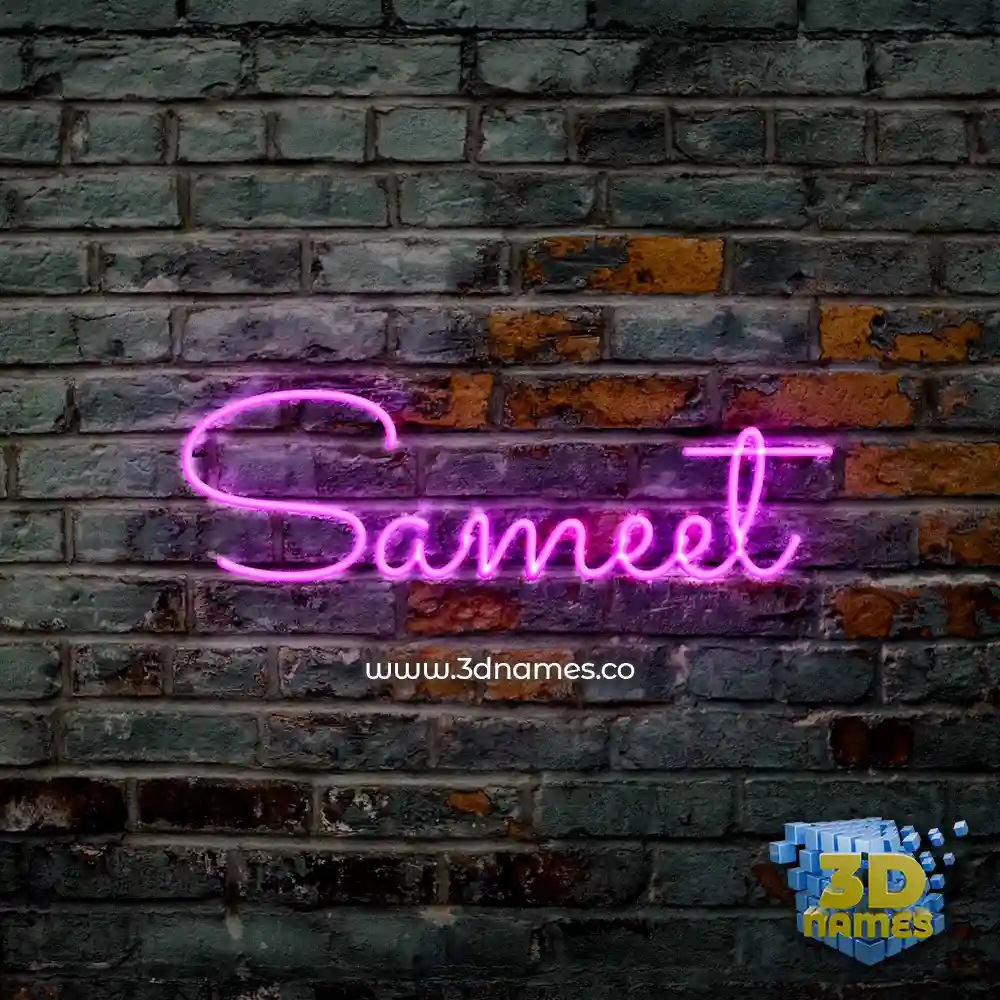 sameet in Pink Neon style - 3D name wallpaper