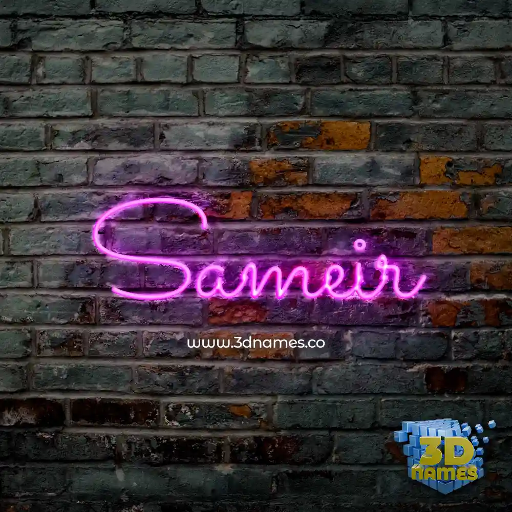 sameir in Pink Neon style - 3D name wallpaper