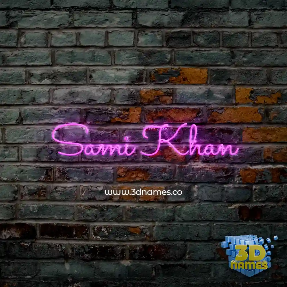 sami khan in Pink Neon style - 3D name wallpaper