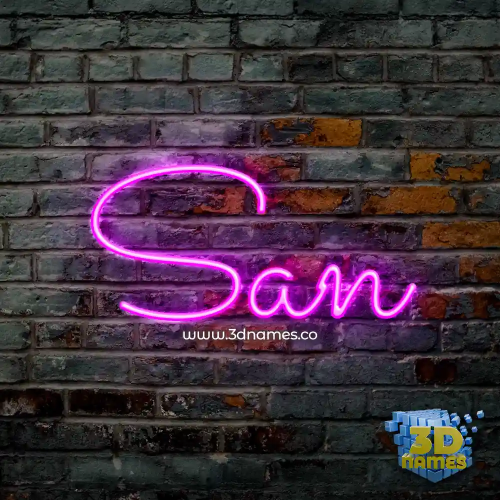 san in Pink Neon style - 3D name wallpaper