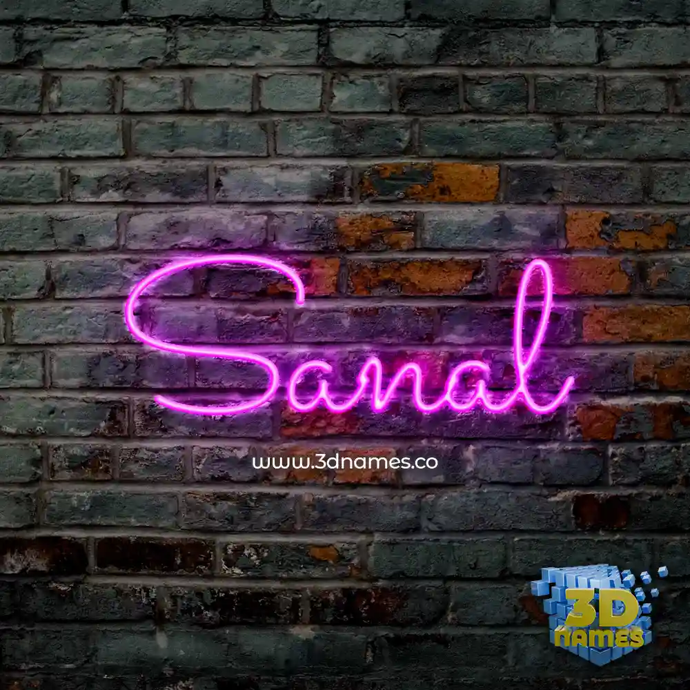 sanal in Pink Neon style - 3D name wallpaper