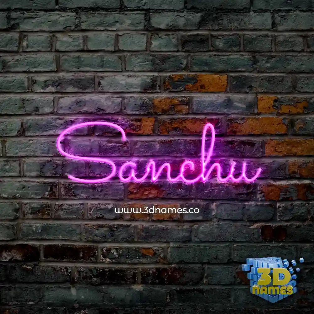 sanchu in Pink Neon style - 3D name wallpaper