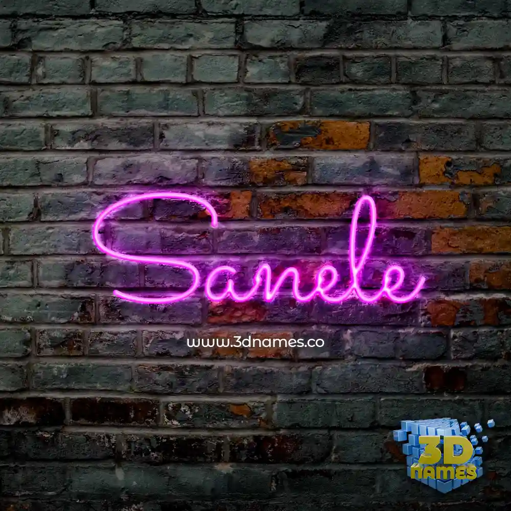 sanele in Pink Neon style - 3D name wallpaper