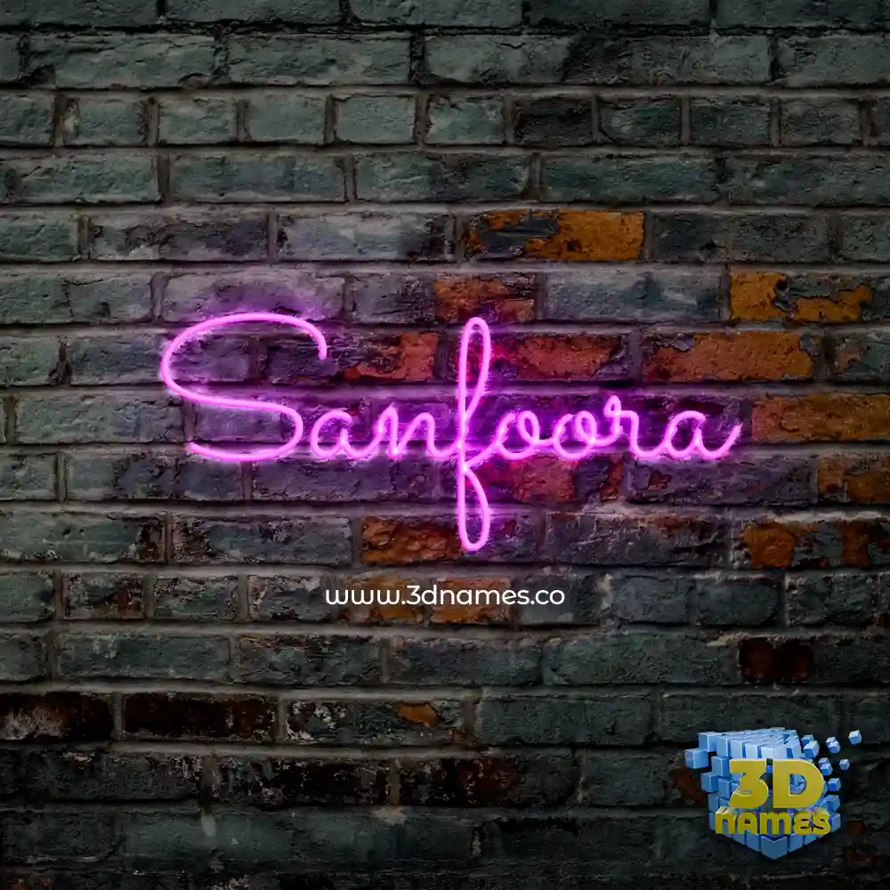 sanfoora in Pink Neon style - 3D name wallpaper