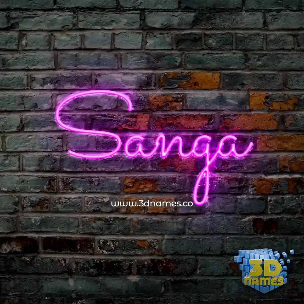 sanga in Pink Neon style - 3D name wallpaper