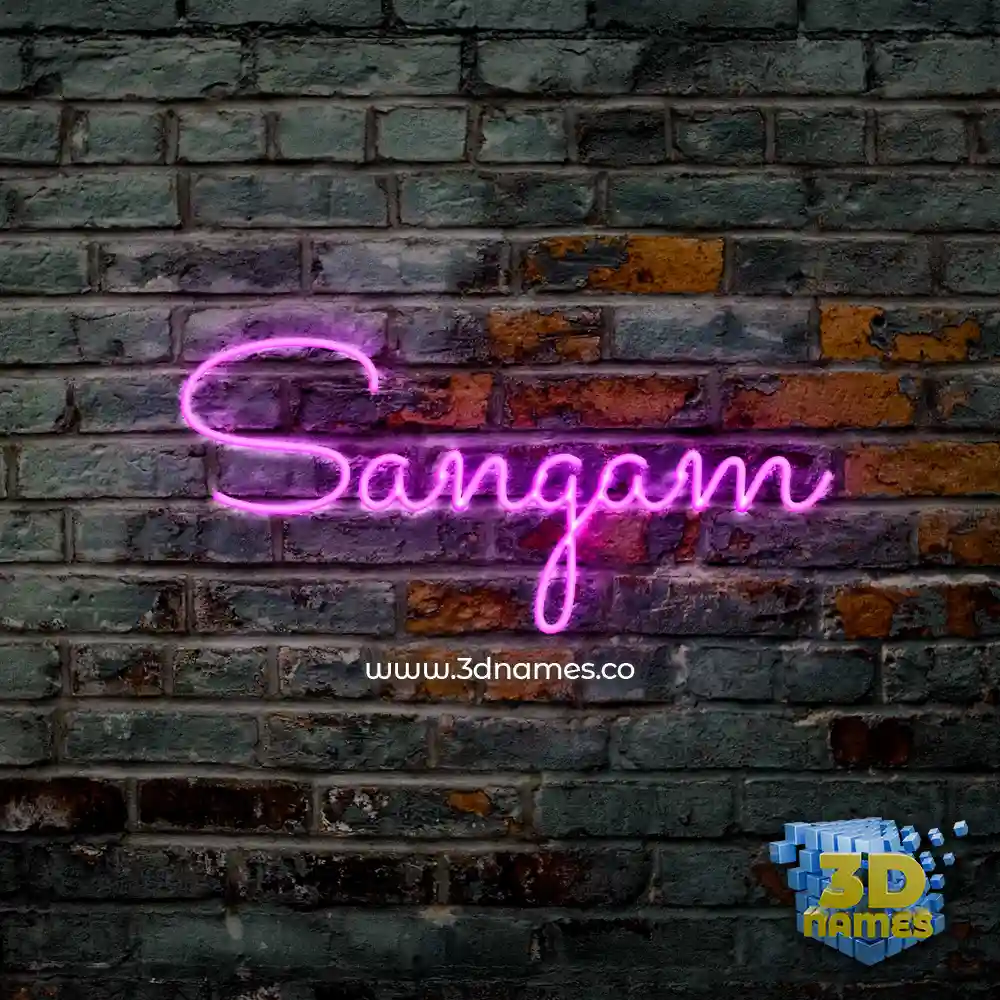 sangam in Pink Neon style - 3D name wallpaper