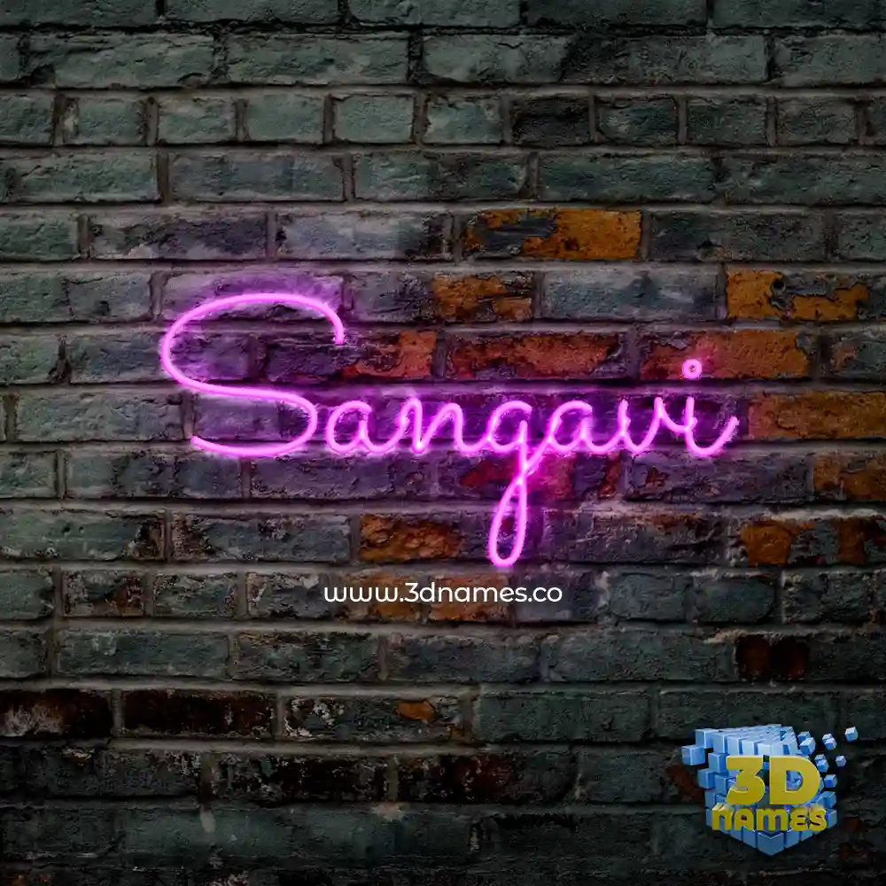 sangavi in Pink Neon style - 3D name wallpaper