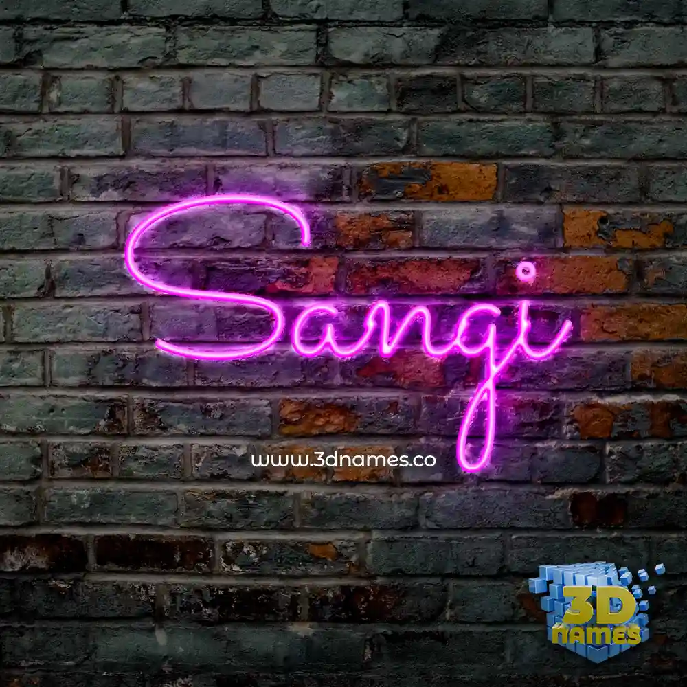 sangi in Pink Neon style - 3D name wallpaper