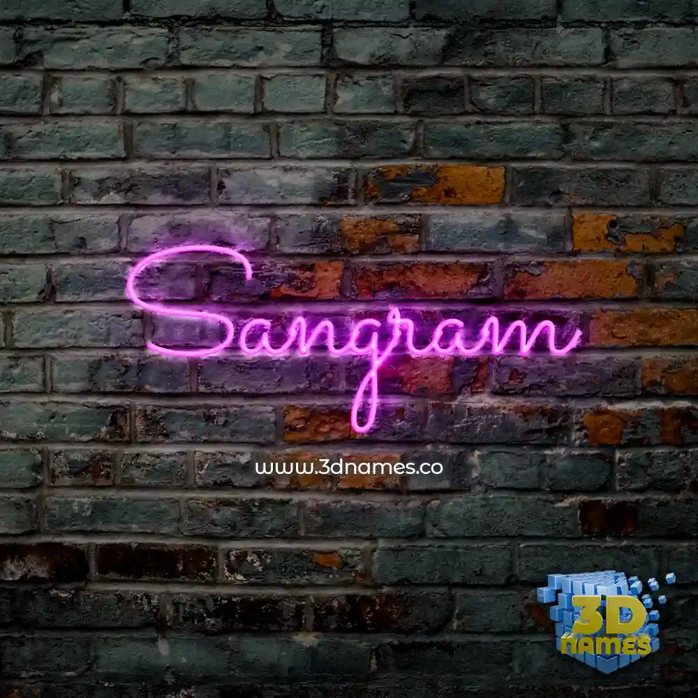 sangram in Pink Neon style - 3D name wallpaper