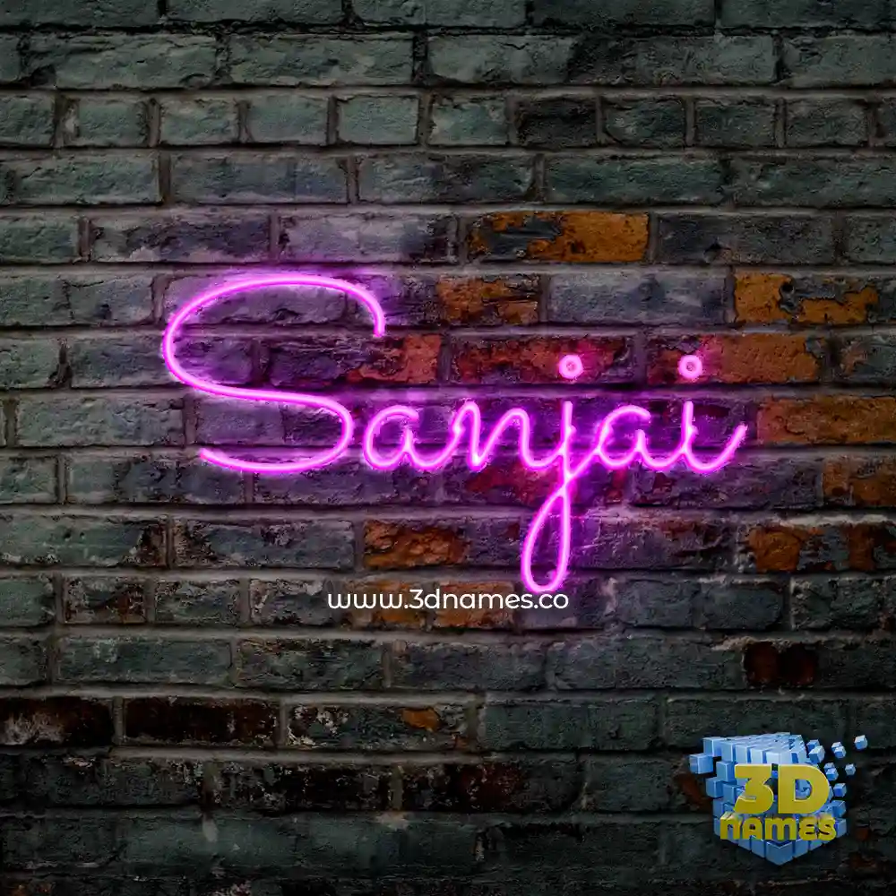 sanjai in Pink Neon style - 3D name wallpaper