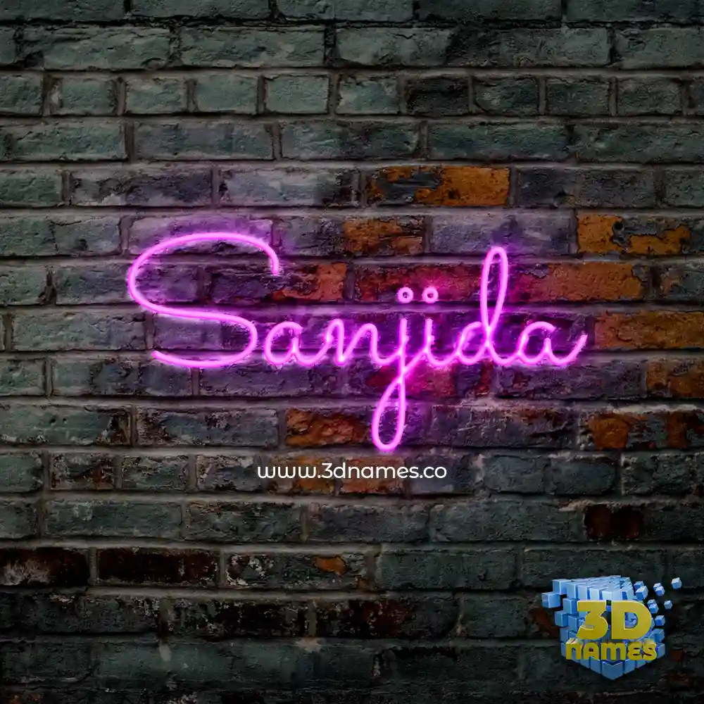 sanjida in Pink Neon style - 3D name wallpaper