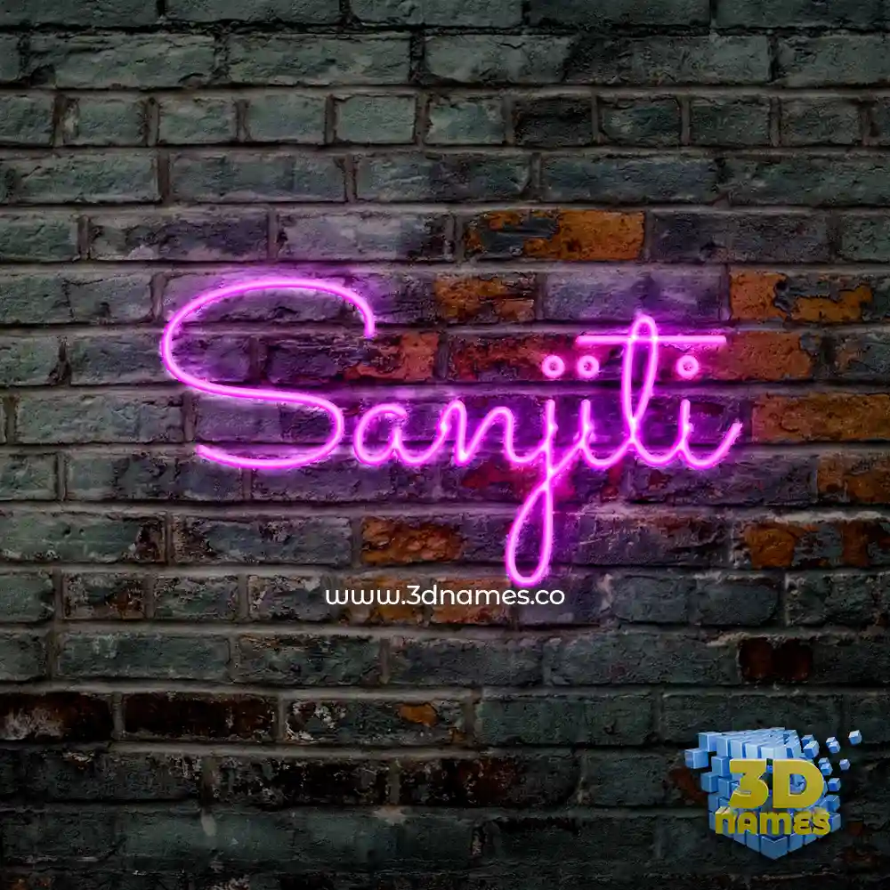 sanjiti in Pink Neon style - 3D name wallpaper