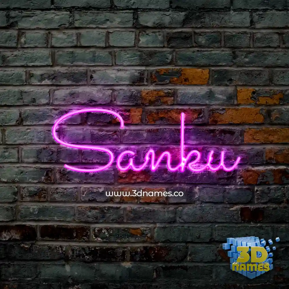 sanku in Pink Neon style - 3D name wallpaper