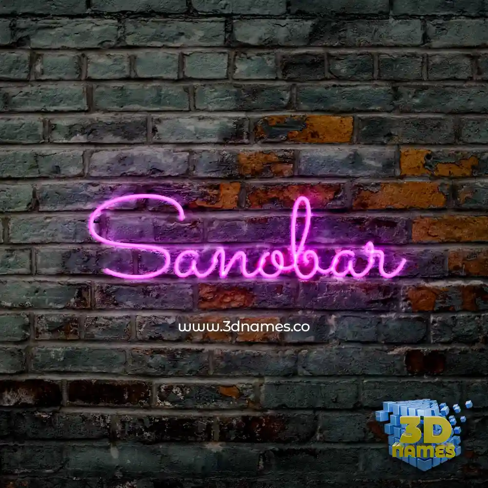 sanobar in Pink Neon style - 3D name wallpaper