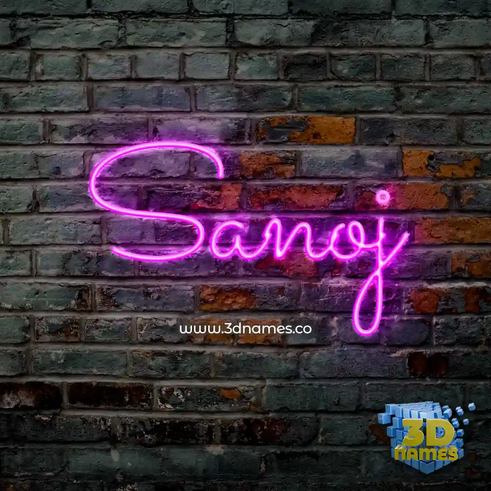 sanoj in Pink Neon style - 3D name wallpaper