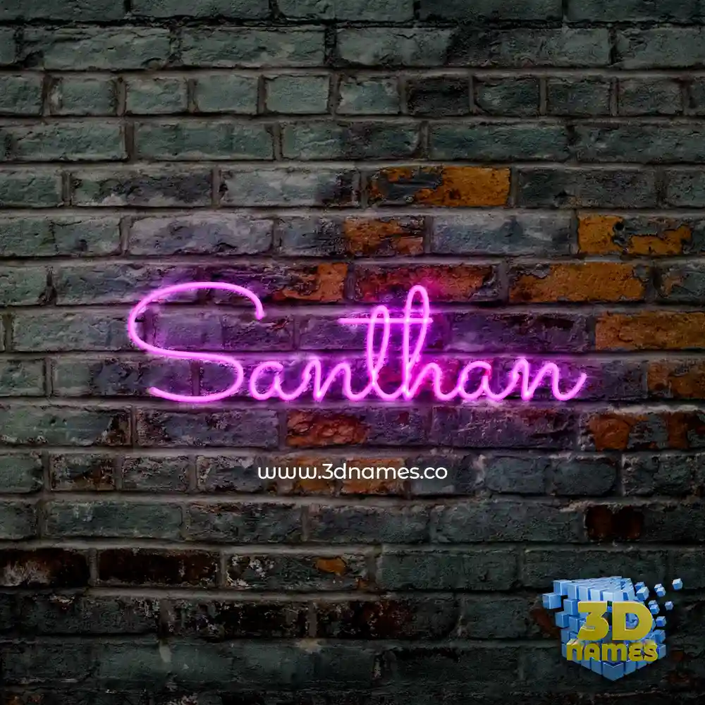santhan in Pink Neon style - 3D name wallpaper