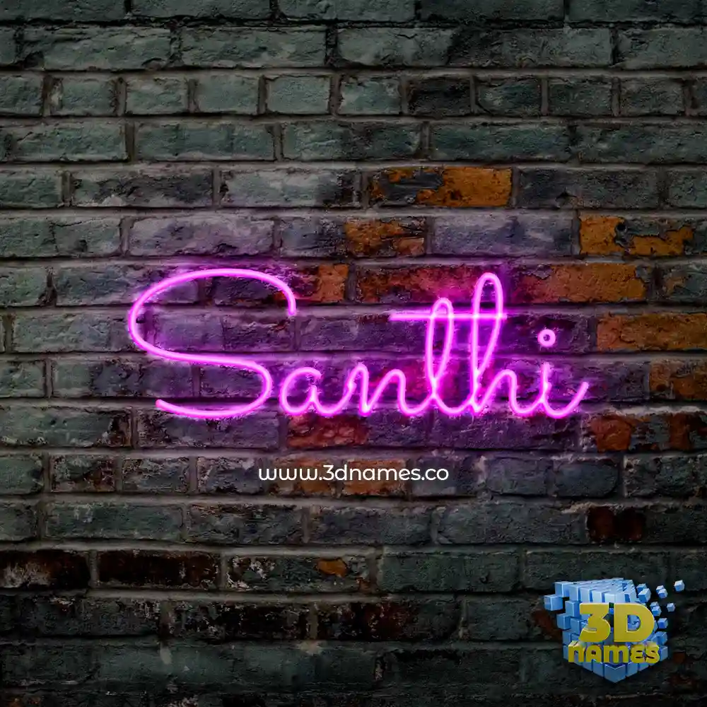 santhi in Pink Neon style - 3D name wallpaper