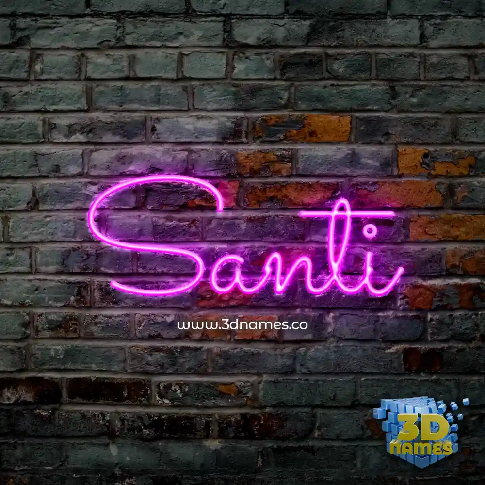 santi in Pink Neon style - 3D name wallpaper