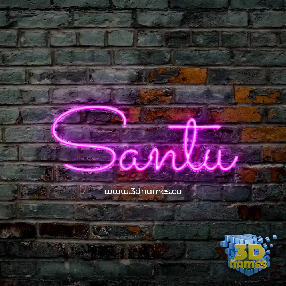 santu in Pink Neon style - 3D name wallpaper