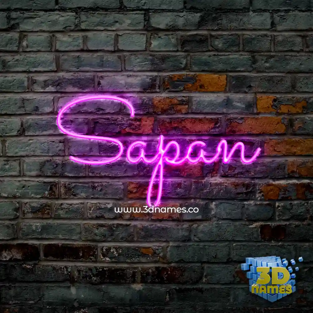 sapan in Pink Neon style - 3D name wallpaper