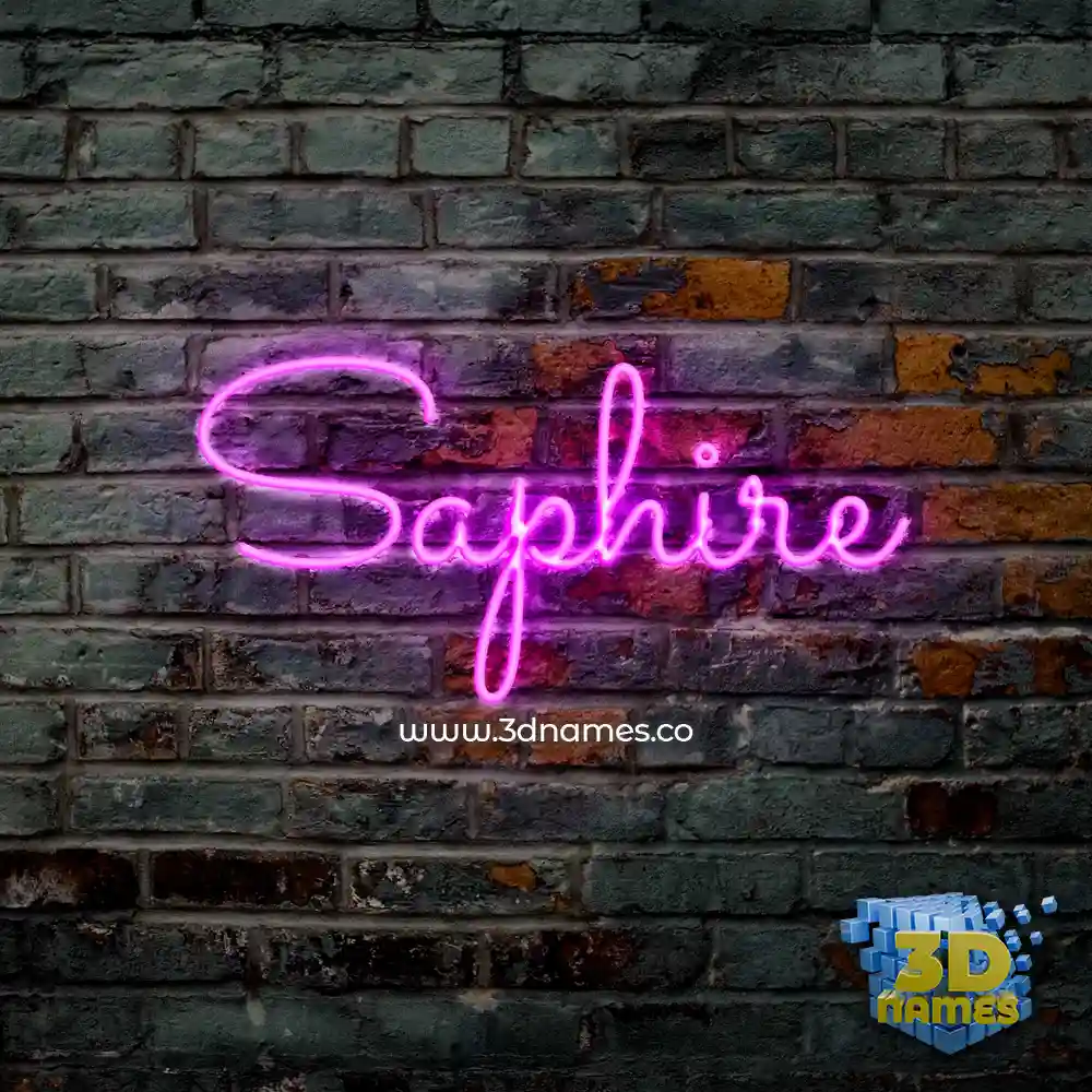 saphire in Pink Neon style - 3D name wallpaper