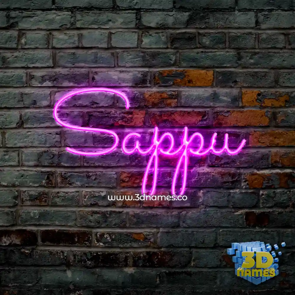 sappu in Pink Neon style - 3D name wallpaper