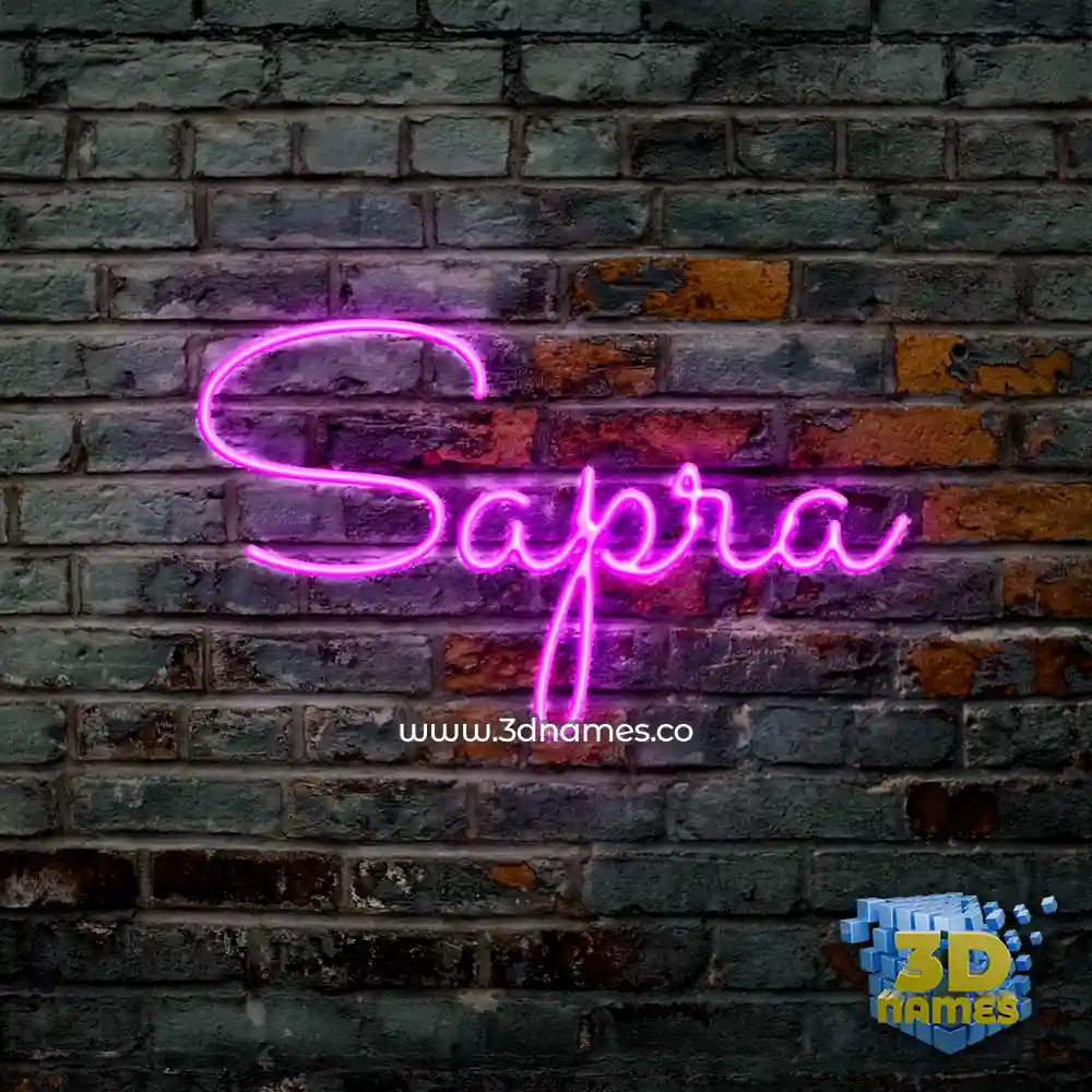 sapra in Pink Neon style - 3D name wallpaper