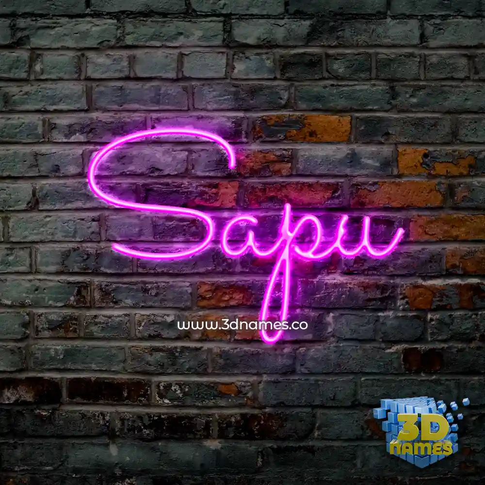 sapu in Pink Neon style - 3D name wallpaper