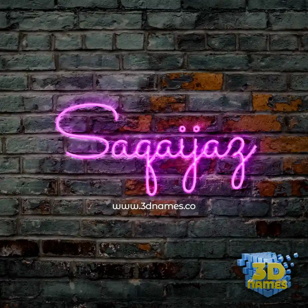 saqaijaz in Pink Neon style - 3D name wallpaper