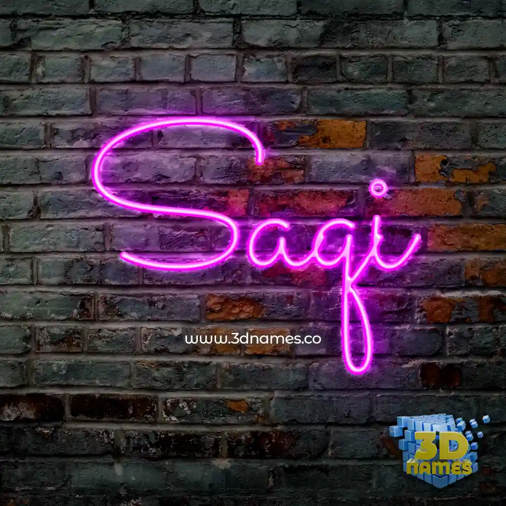 saqi in Pink Neon style - 3D name wallpaper
