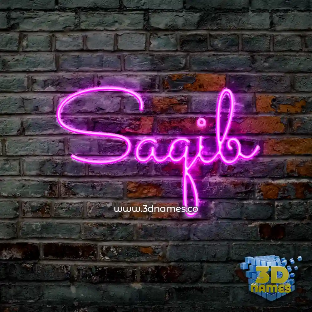saqib in Pink Neon style - 3D name wallpaper