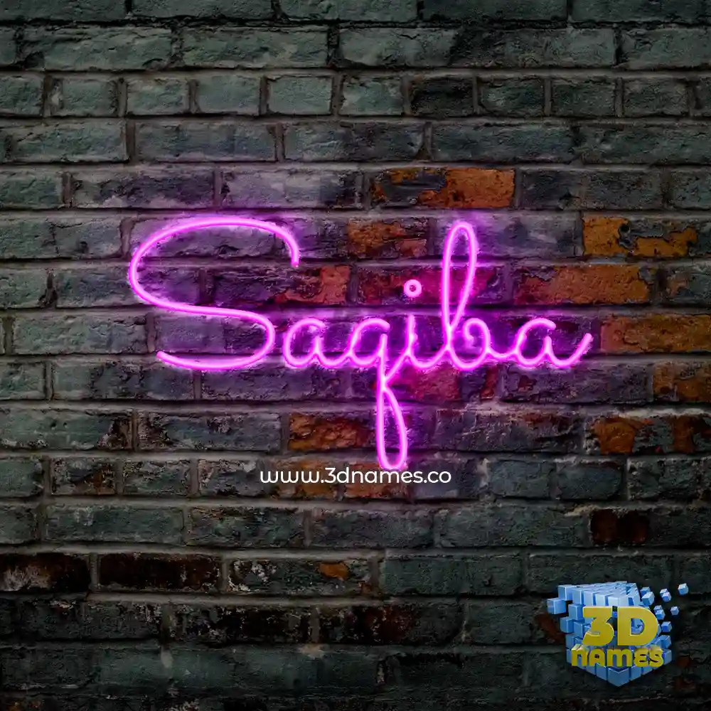 saqiba in Pink Neon style - 3D name wallpaper
