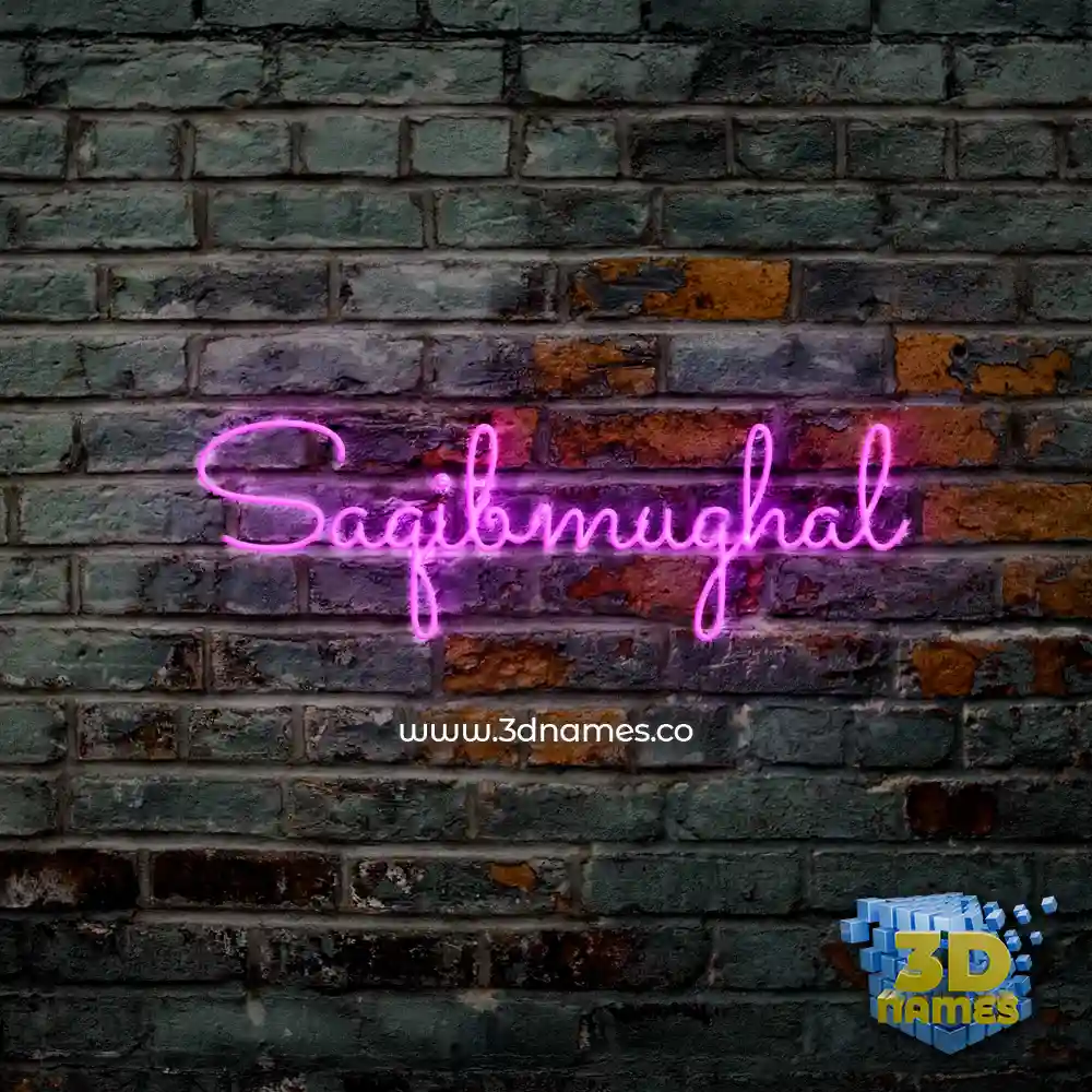 saqibmughal in Pink Neon style - 3D name wallpaper