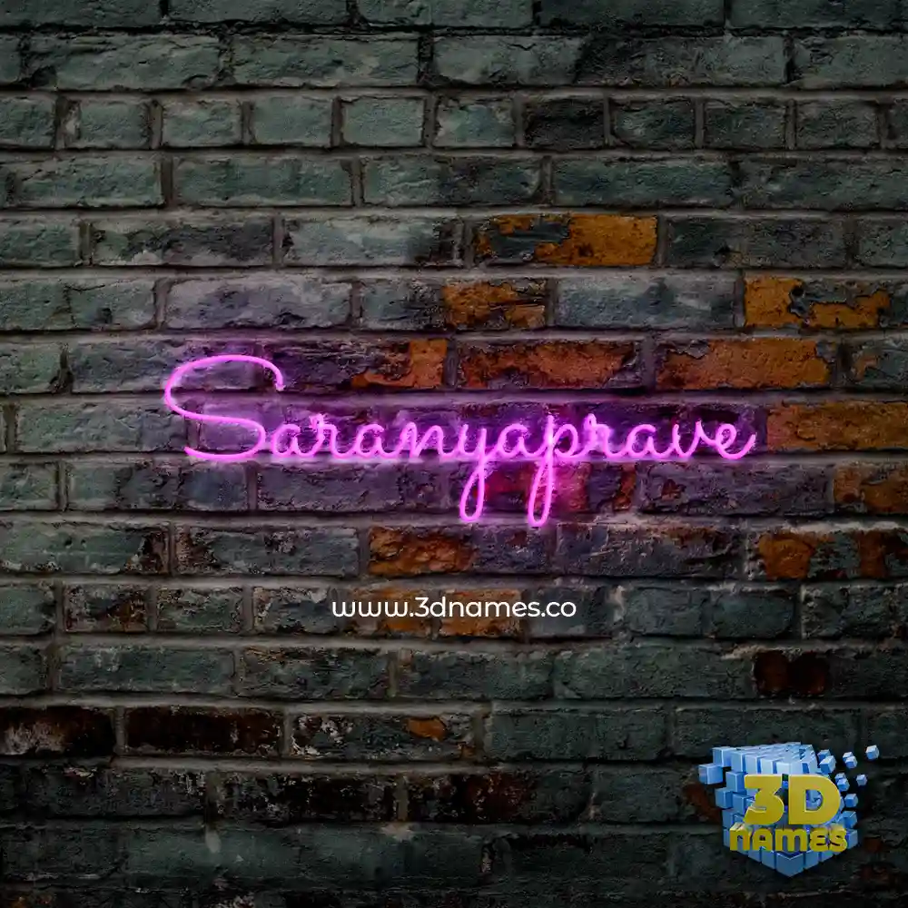 saranyaprave in Pink Neon style - 3D name wallpaper