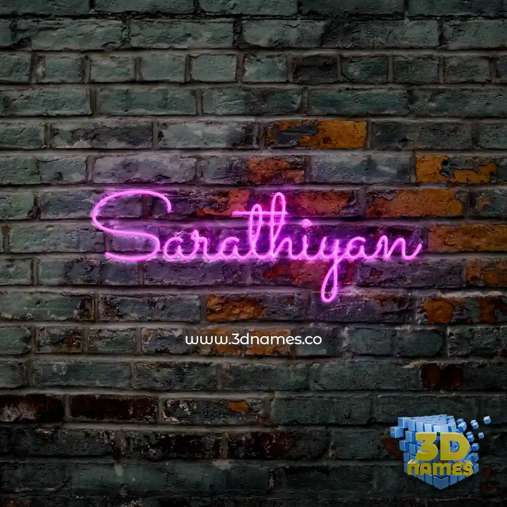 sarathiyan in Pink Neon style - 3D name wallpaper