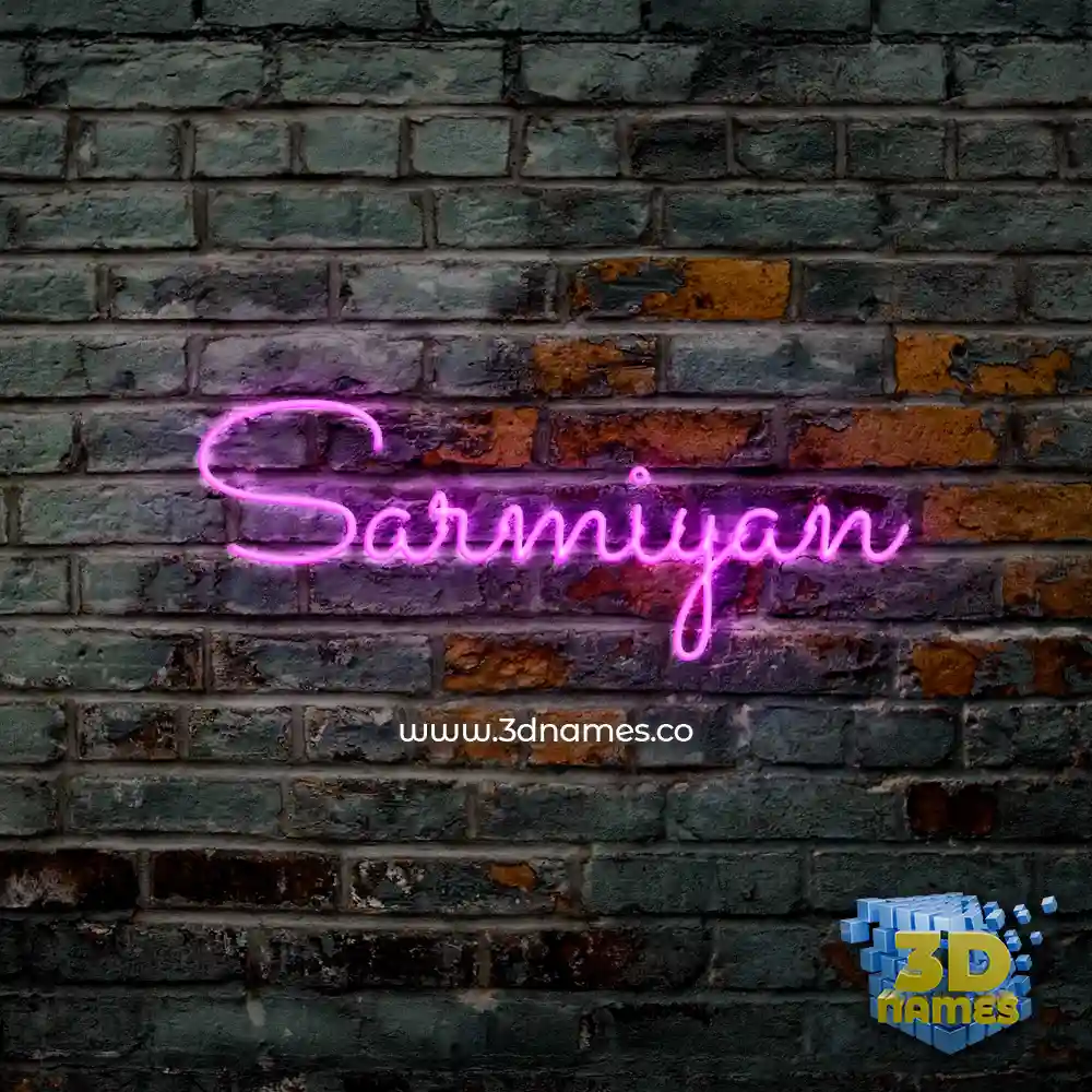 sarmiyan in Pink Neon style - 3D name wallpaper