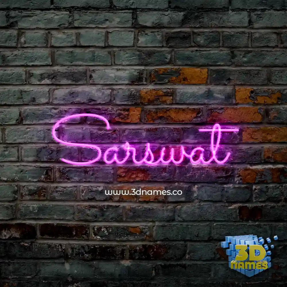 sarswat in Pink Neon style - 3D name wallpaper