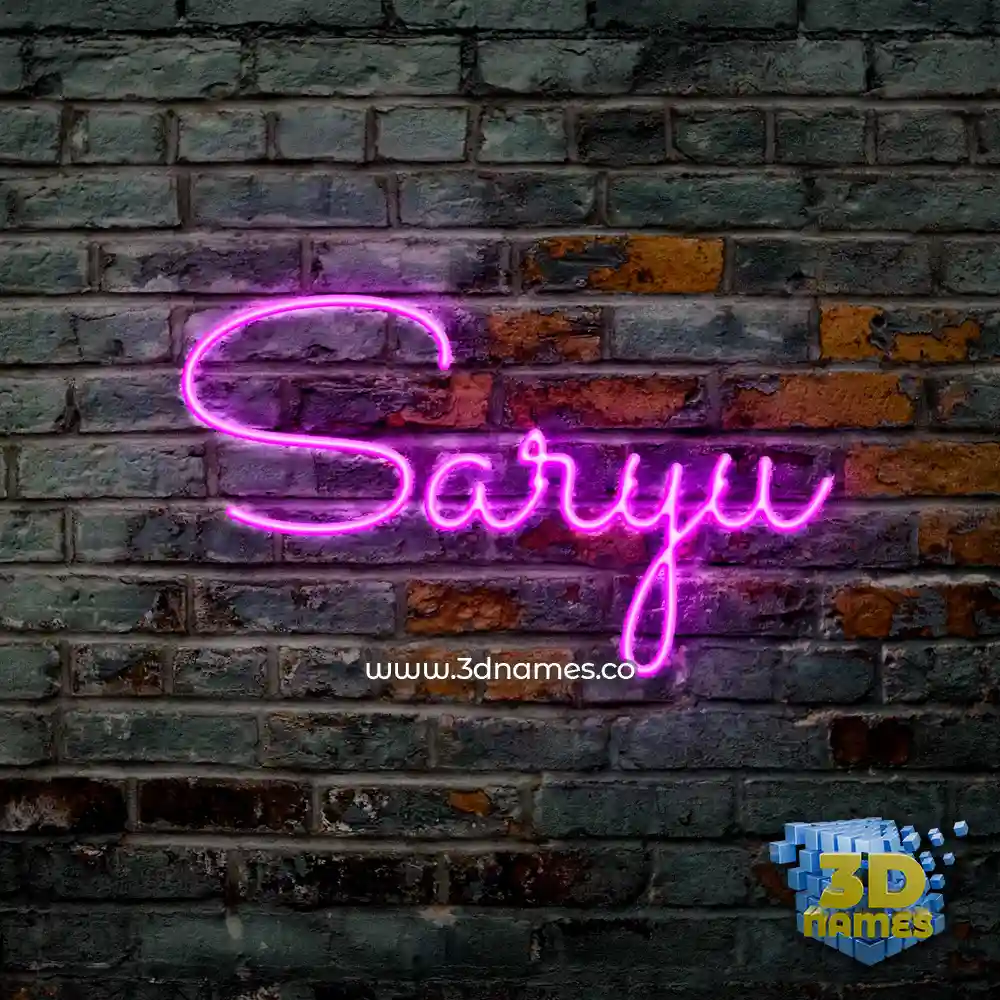saryu in Pink Neon style - 3D name wallpaper