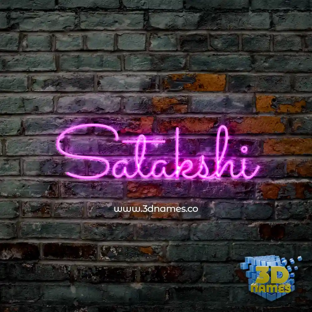 satakshi in Pink Neon style - 3D name wallpaper