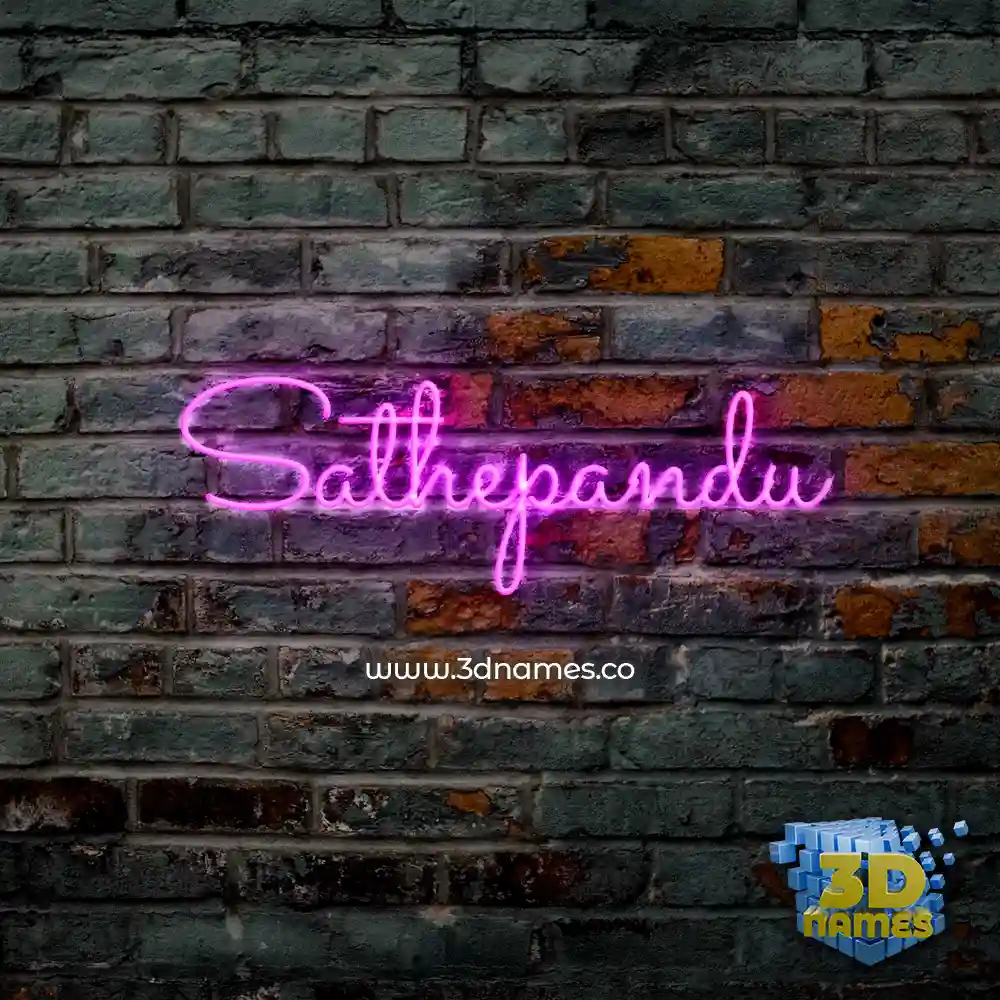 sathepandu in Pink Neon style - 3D name wallpaper
