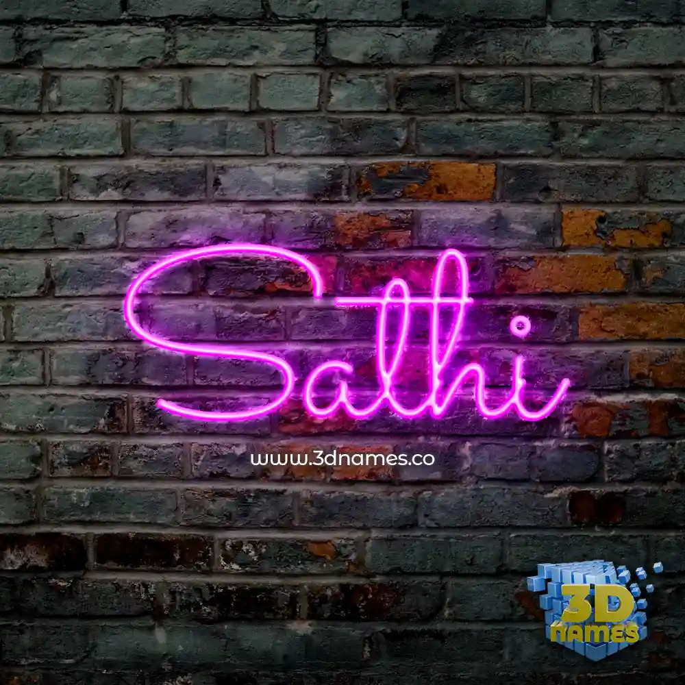 sathi in Pink Neon style - 3D name wallpaper